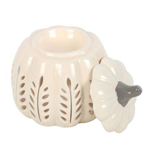 Load image into Gallery viewer, Cream Leaf Cut Out Pumpkin Oil Burner and Wax Warmer