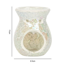 Load image into Gallery viewer, SMALL WHITE  IRIDESCENT CRACKLE OIL BURNER