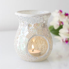 Load image into Gallery viewer, SMALL WHITE  IRIDESCENT CRACKLE OIL BURNER